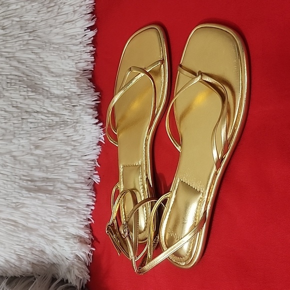 Mango Metallic Gold Sandals - Picture 2 of 7